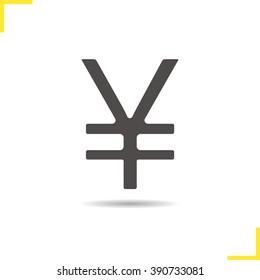 Yen sign icon. Drop shadow Japan money silhouette symbol. Yen sign logo concept. Vector Japan currency sign isolated illustration