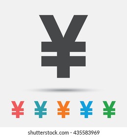 Yen sign icon. JPY currency symbol. Money label. Graphic element on white background. Colour clean flat money yen icons. Vector