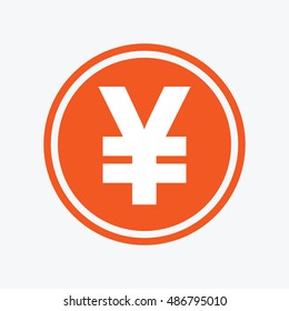 Yen sign icon. JPY currency symbol. Money label. Graphic design element. Flat money yen symbol on the round button. Vector