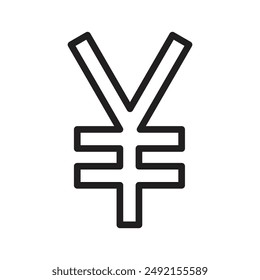 Yen sign icon linear logo mark in black and white