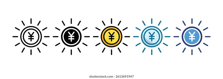 Yen Sign Icon Set Multiple Style Collection