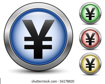 Yen sign icons, vector