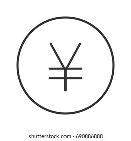 Yen sign linear icon. Thin line illustration. China and Japan national currency sign. Contour symbol. Vector isolated outline drawing