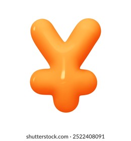Yen sign orange soft color. Realistic 3d design in cartoon balloon style. Isolated on white background. vector illustration