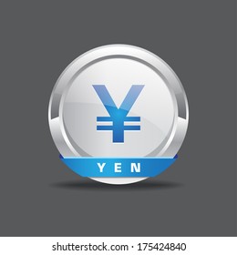 Yen Sign Round Vector Icon Button