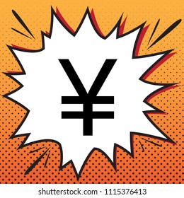 Yen sign. Vector. Comics style icon on pop-art background.