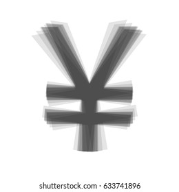 Yen sign. Vector. Gray icon shaked at white background.