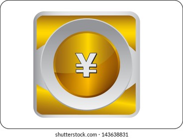 yen silver golden sign in white background