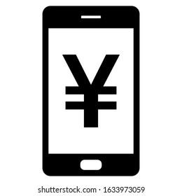 Yen and smartphone on white