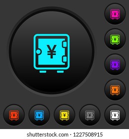 Yen strong box dark push buttons with vivid color icons on dark grey background