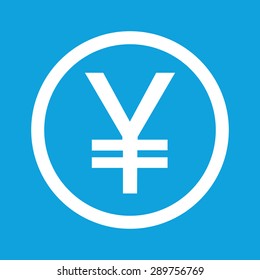 Yen symbol in circle, isolated on blue