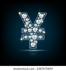 Símbolo de yen moneda diamante vector eps10 realistas