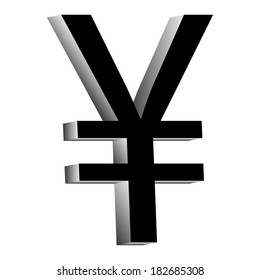 Yen symbol icon on white background.