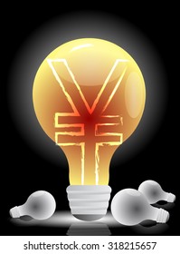 yen symbol in a lightbulb