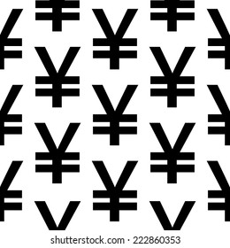 Yen symbol seamless pattern on white background. Vector illustration.