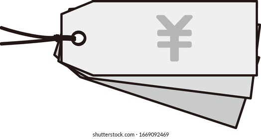 Yen tags isolated vector illustration