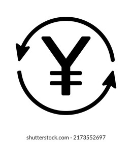 Yen Transaction Icon Vector on White Background
