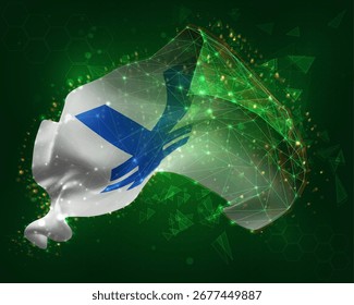 Iene, vetor 3d bandeira no fundo verde