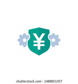 Yen vector icon with shield