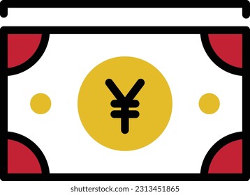 yen Vector illustration on a transparent background. Premium quality symmbols. Line Color vector icons for concept and graphic design.