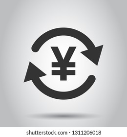Yen, yuan money currency vector icon in flat style. Yen coin symbol illustration on white background. Asia money business concept.