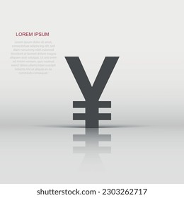 Yen, yuan money currency vector icon in flat style. Yen coin symbol illustration on white isolated background. Asia money business concept.