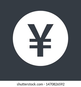 Yen, Yuan or Renminbi currency icon or logo vector over a coin. Symbol for Japanese or Chinese bank, banking or Japan and China finances.