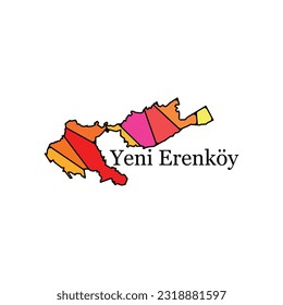Yeni Erenkoy Map. State and district map of Yeni Erenkoy Turkey. Detailed map of city administrative area. Royalty free vector illustration. Cityscape