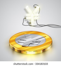 Yen/Juan sign with a coin, vector