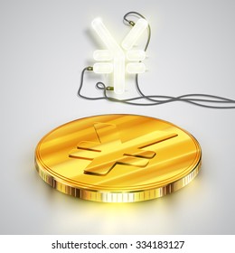 Yen/Juan sign with a coin, vector