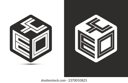 YEO letter logo design with illustrator cube logo, vector logo modern alphabet font overlap style. Premium Business logo icon. White color on black background