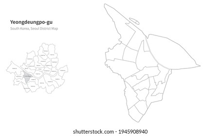 Yeongdeungpo-gu Map. Seoul District Map Vector.