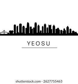 Yeosu Skyline Silhouette with South Korea, and Cityscape.