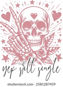 Yep Still Single - Retro Christian Valentine t-shirt design, Jesus Valentine t-shirt design, Retro Religious Valentine png, Happy Valentine's day T-shirt Design