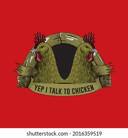 yep i talk to chicken slogan t shirt design