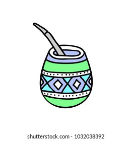 Yerba mate tea doodle icon