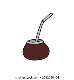 Yerba mate tea doodle icon
