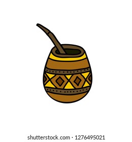 Yerba mate tea doodle icon