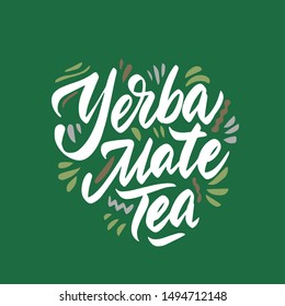 Yerba mate tea hand drawn illustration. Template for card banner and poster for restaurant menu and package. Vector illustration