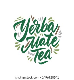 Yerba mate tea hand drawn illustration. Template for card banner and poster for restaurant menu and package. Vector illustration