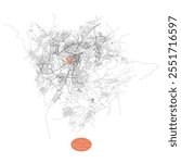 Yerevan Armenia,detail Streets Roads Map with location pin, illustration vector element image 