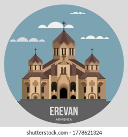 Yerevan city color vector round icon