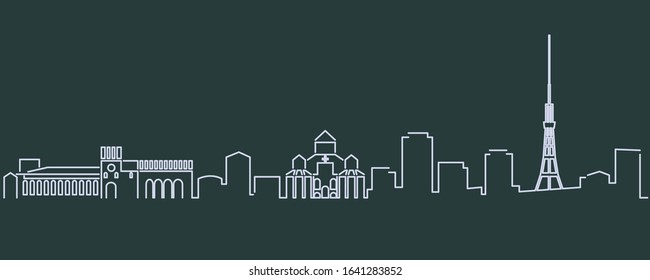 Yerevan Single Line Skyline Profile