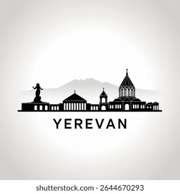 Silhueta do horizonte de Erevan — Ilustração histórica do vetor da capital armênia