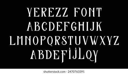 Yerezz serif display font. Heavy stroke, fun character with a bit of ligatures. To give you an extra creative work. Yerezz serif display font support multilingual more than 100+ language.