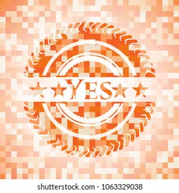 Yes abstract orange mosaic emblem