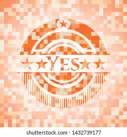 Yes abstract orange mosaic emblem