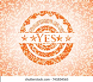 Yes abstract orange mosaic emblem