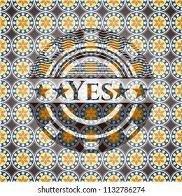 Yes arabic badge background. Arabesque decoration.