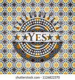 Yes arabic emblem background. Arabesque decoration.